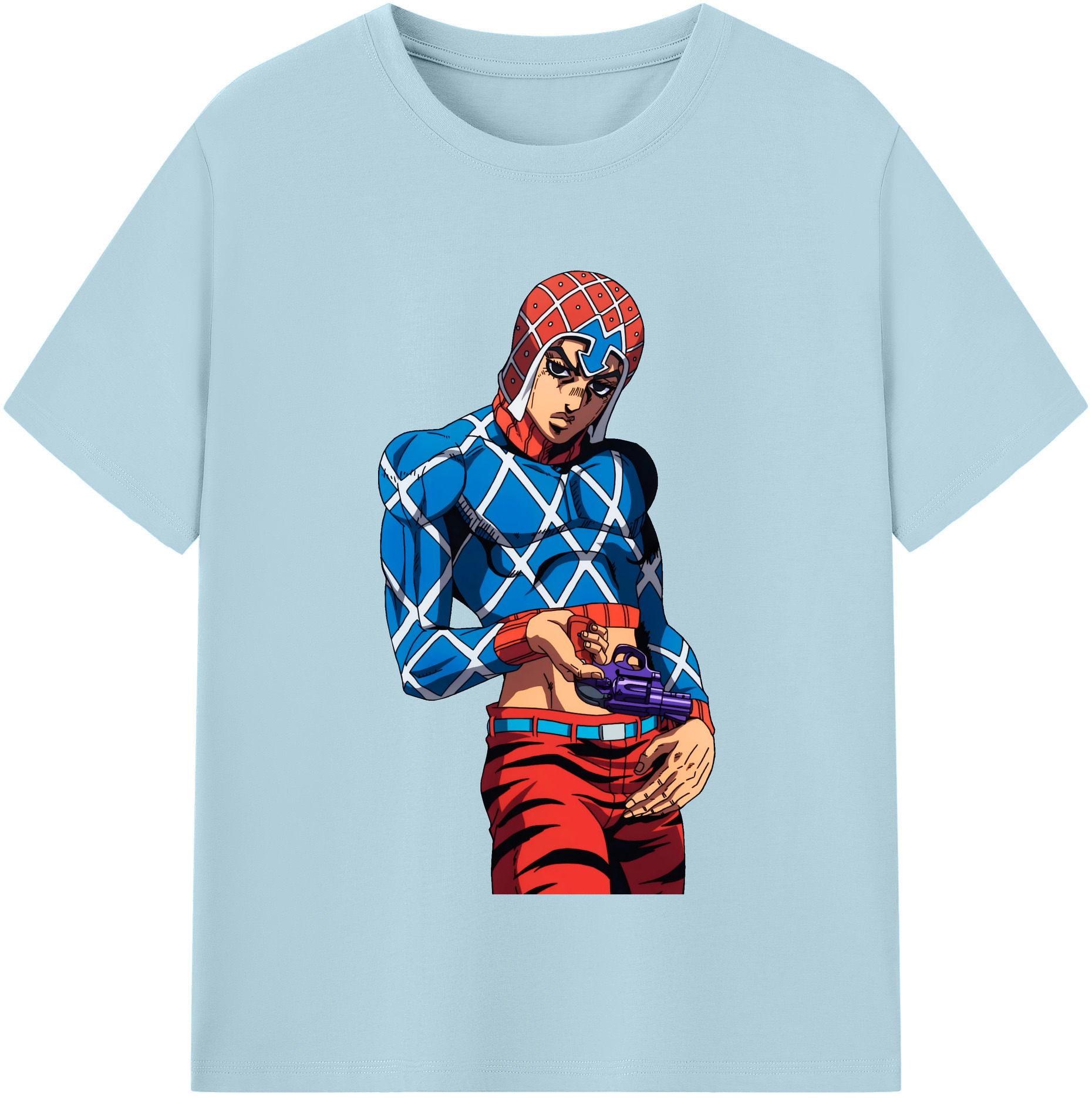 （画像用） ジョジョの奇妙な冒険 グイード?ミスタ JoJo's Bizarre Adventure Guido Mista 綿100％半袖Tシャツ（フロントプリント）